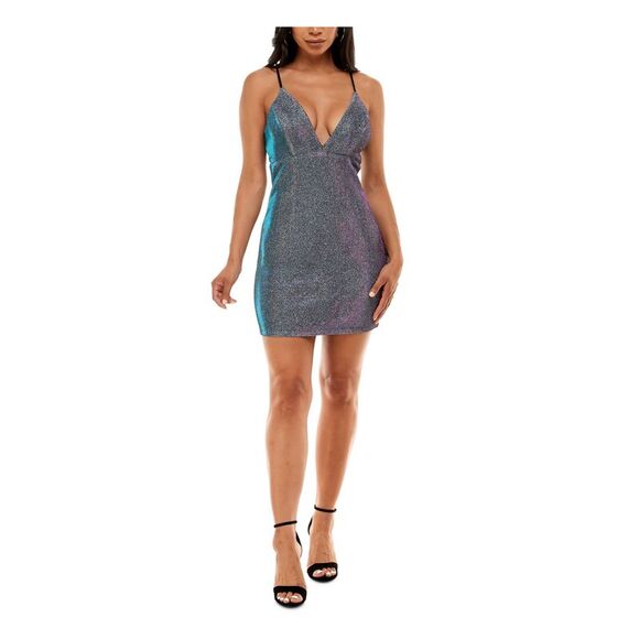 SPEECHLESS Dresses & Skirts - SPEECHLESS Womens Sheath Mini Dress Silver Spaghetti Strap Party Juniors 11